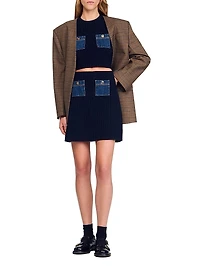 Mini Knit and Denim Skirt