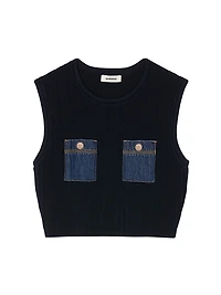 Knit and Denim Top
