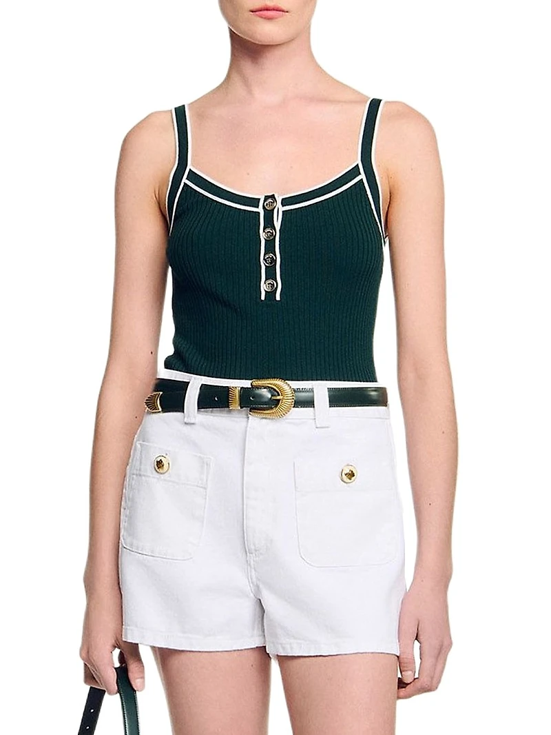 Two Tone Knit Vest Top