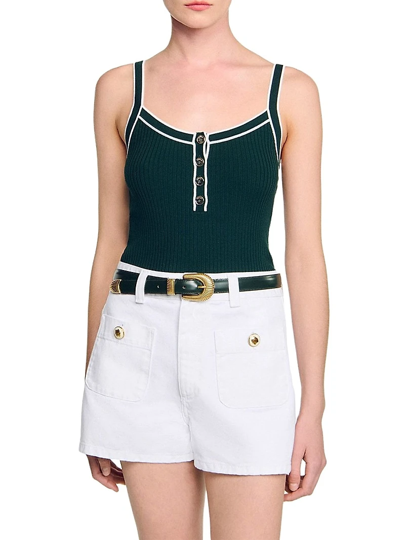 Two Tone Knit Vest Top