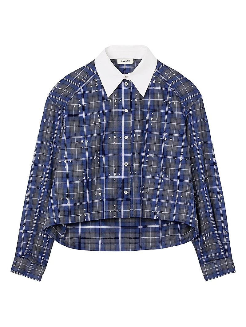 Rhinestone Check Shirt