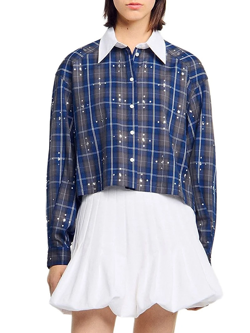 Rhinestone Check Shirt