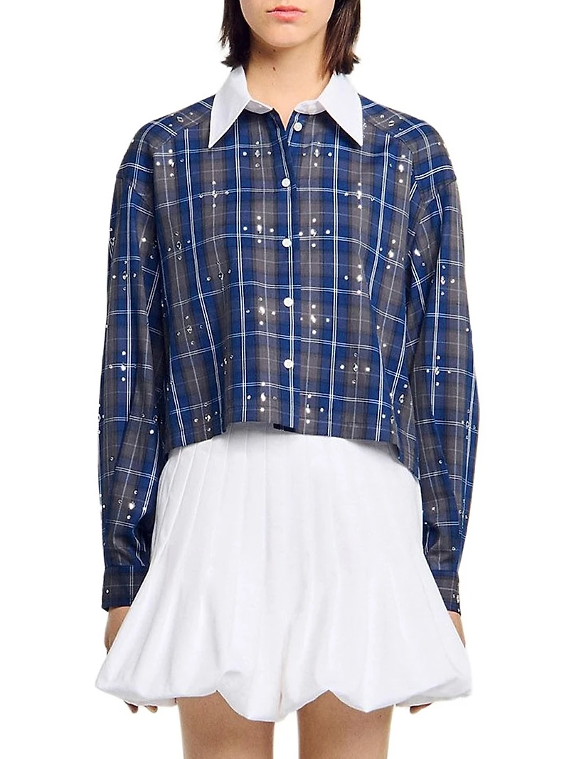 Rhinestone Check Shirt