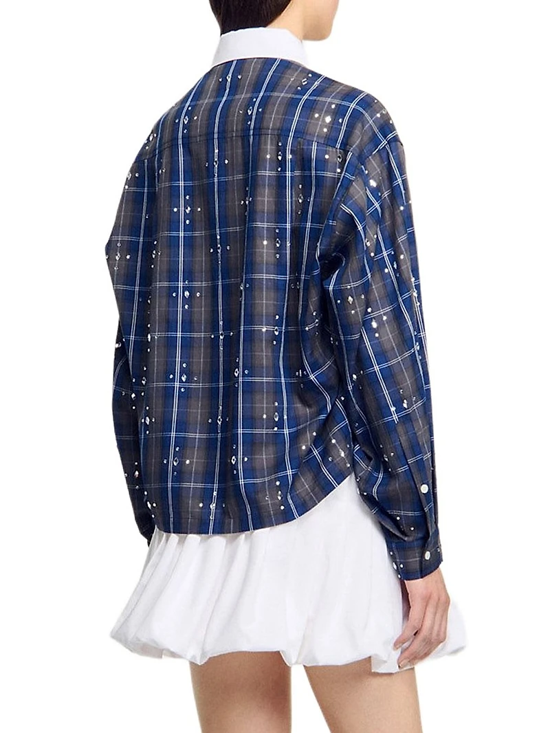 Rhinestone Check Shirt
