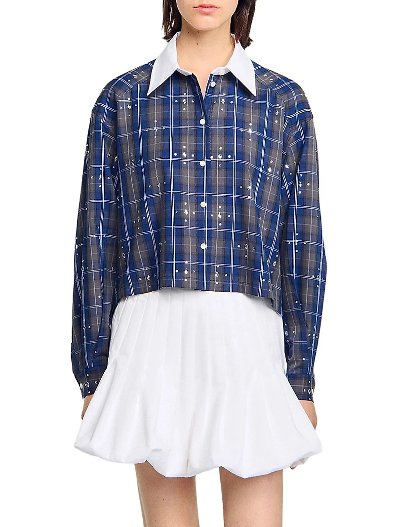 Rhinestone Check Shirt