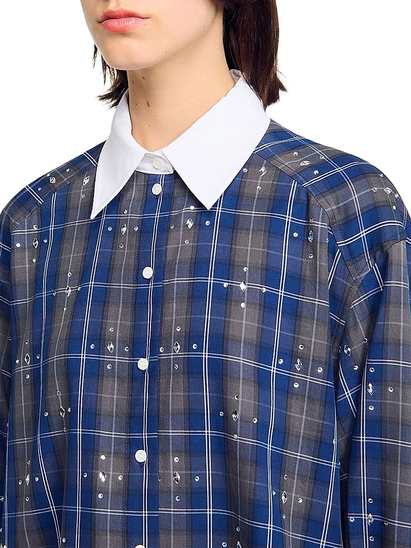 Rhinestone Check Shirt