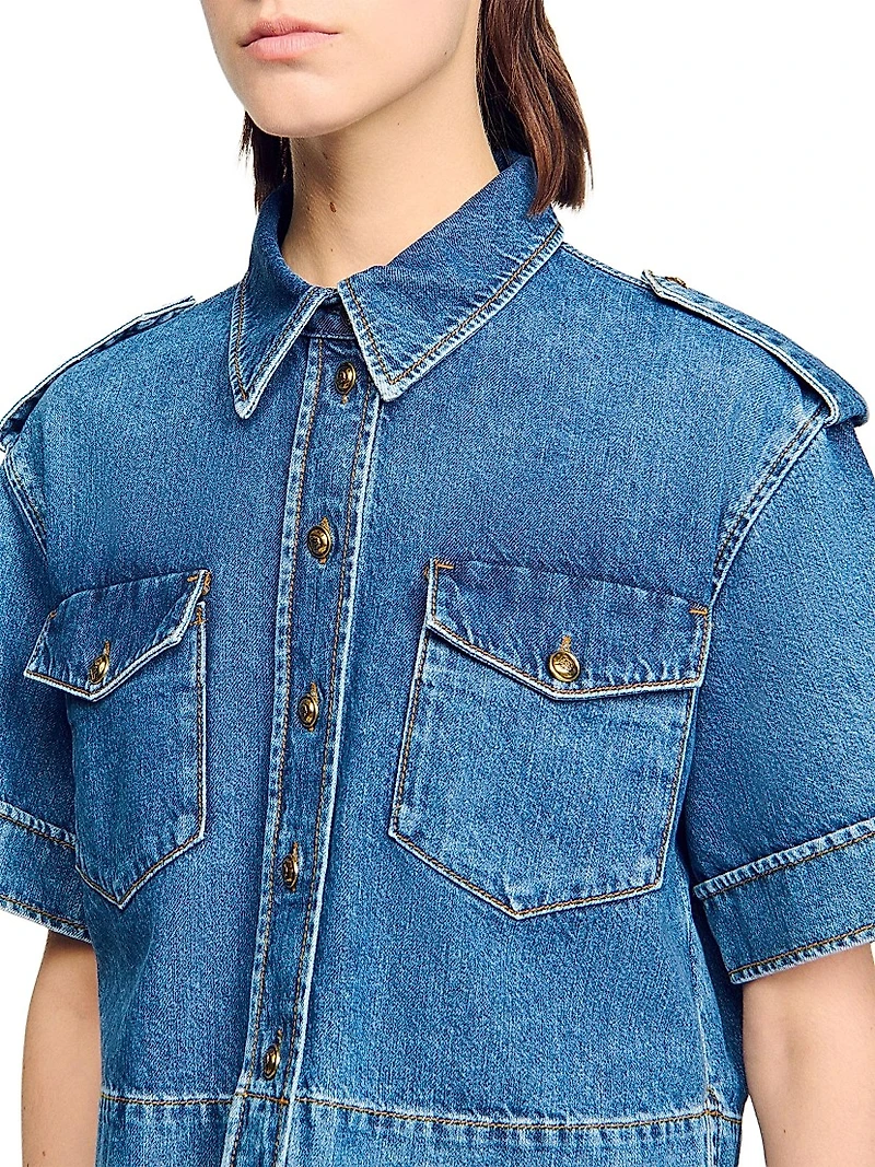 Cropped Denim Shirt