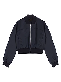 Zipped Mixed Wool Bomber Jacket