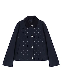 Short Velvet Collar Studded Jacket