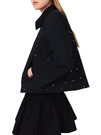 Short Velvet Collar Studded Jacket