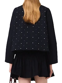 Short Velvet Collar Studded Jacket