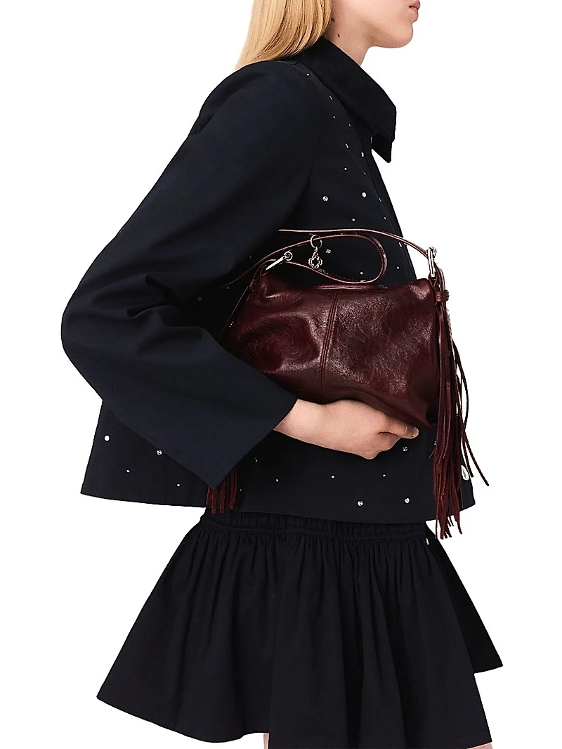 Short Velvet Collar Studded Jacket