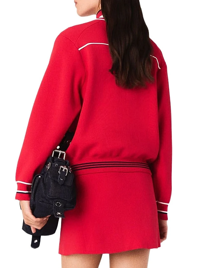 Zipped Cardigan with Elastic Waist