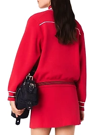 Zipped Cardigan with Elastic Waist