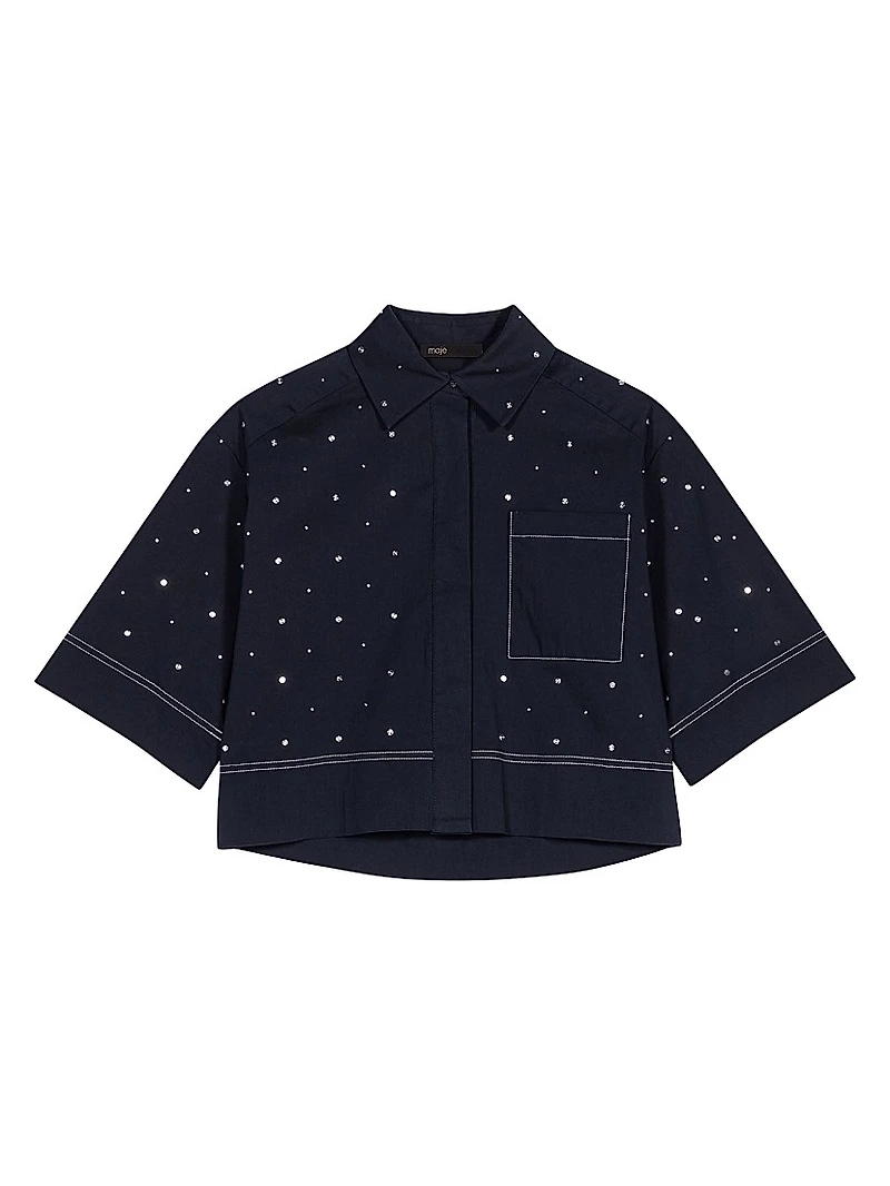 Cropped Shirt with Studs
