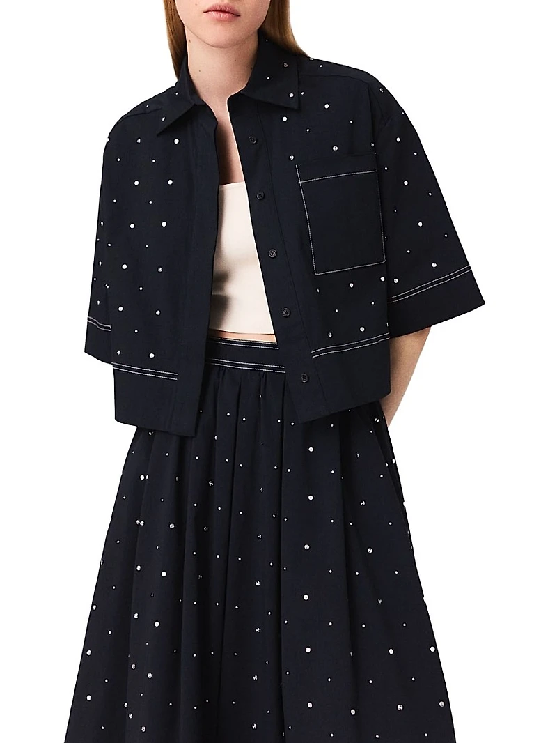 Cropped Shirt with Studs