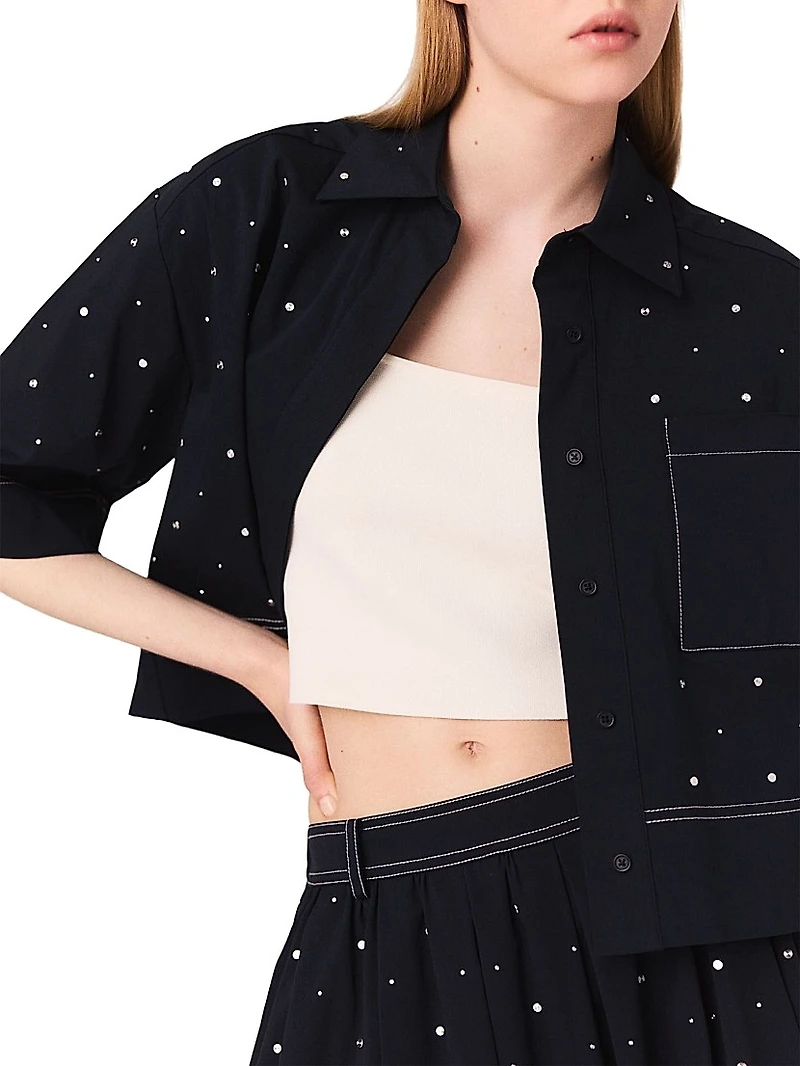 Cropped Shirt with Studs