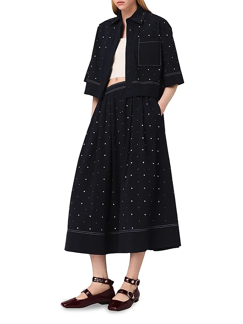 Cropped Shirt with Studs