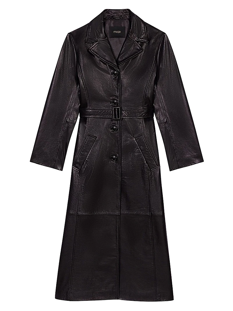 Long Leather Trench Coat