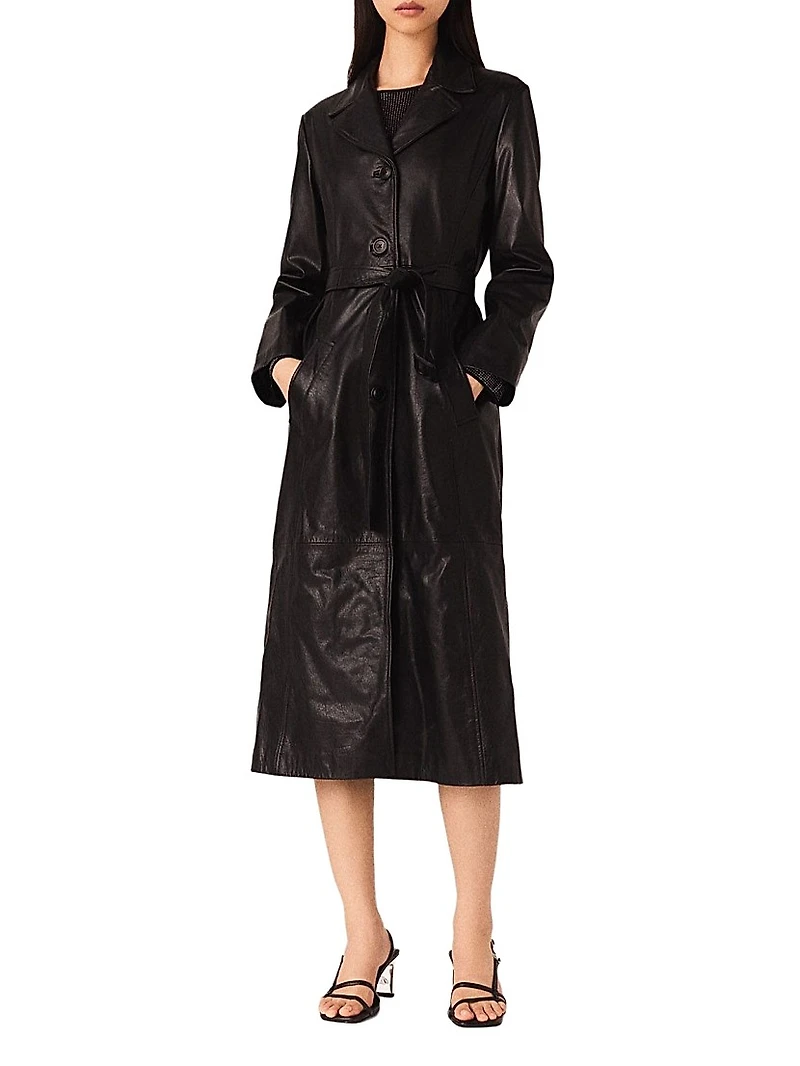 Long Leather Trench Coat
