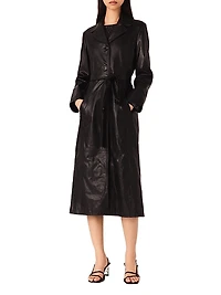 Long Leather Trench Coat