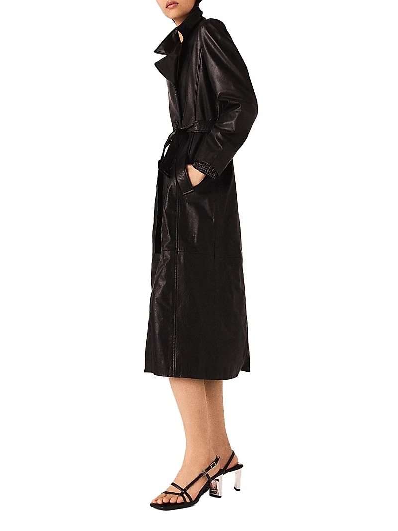 Long Leather Trench Coat