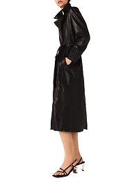 Long Leather Trench Coat