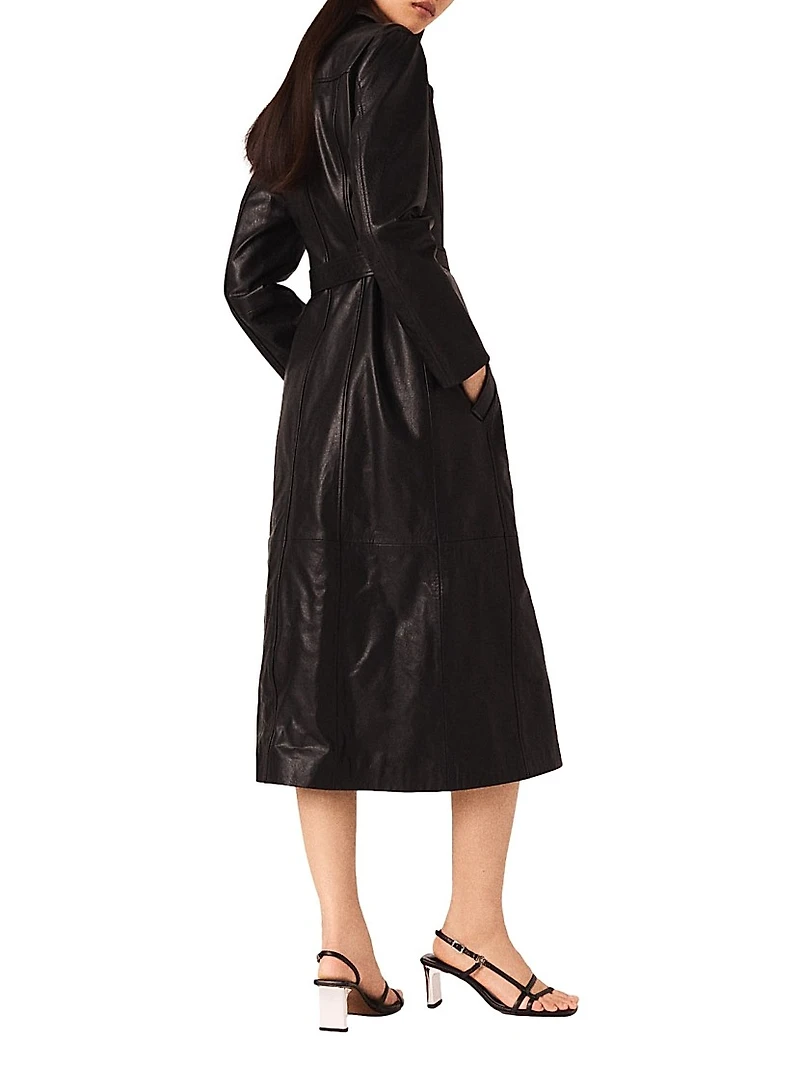 Long Leather Trench Coat
