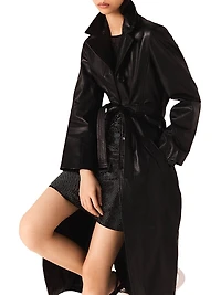 Long Leather Trench Coat