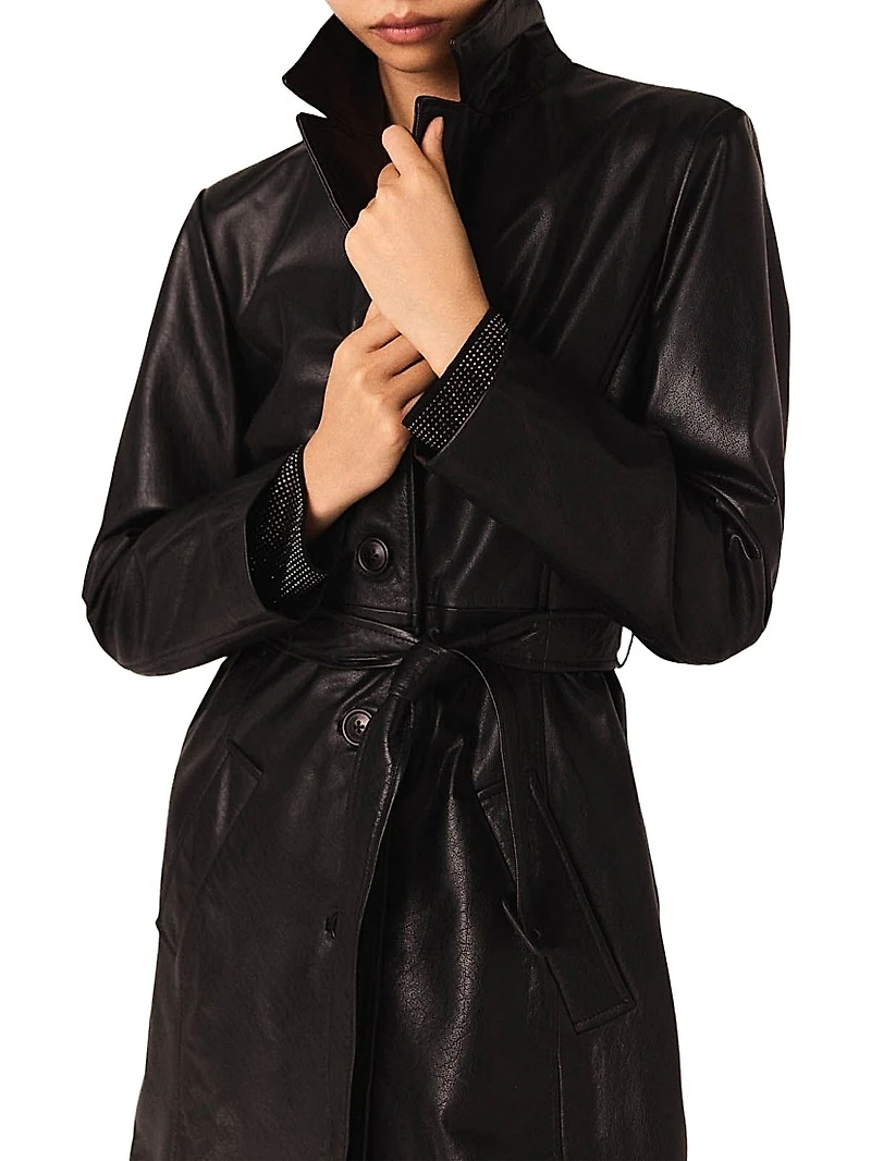 Long Leather Trench Coat