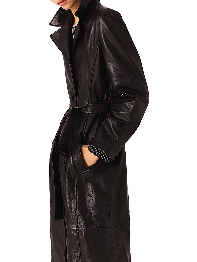 Long Leather Trench Coat