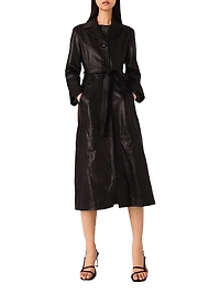 Long Leather Trench Coat