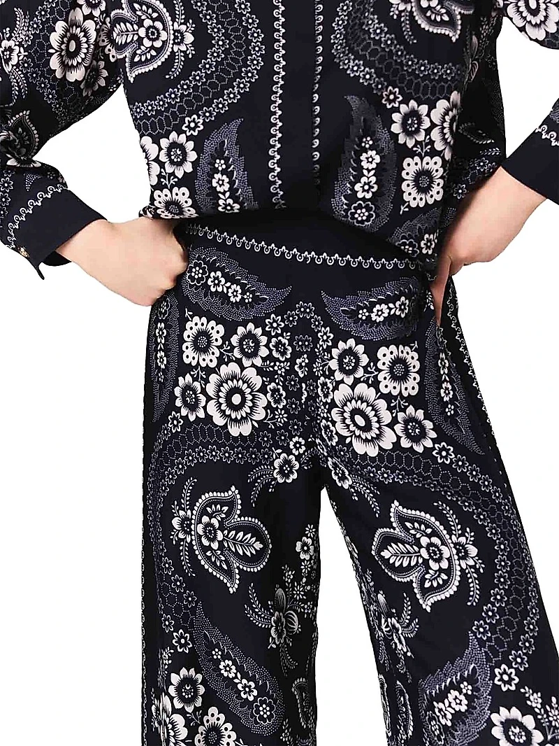 Flowing Paisley Print Trousers