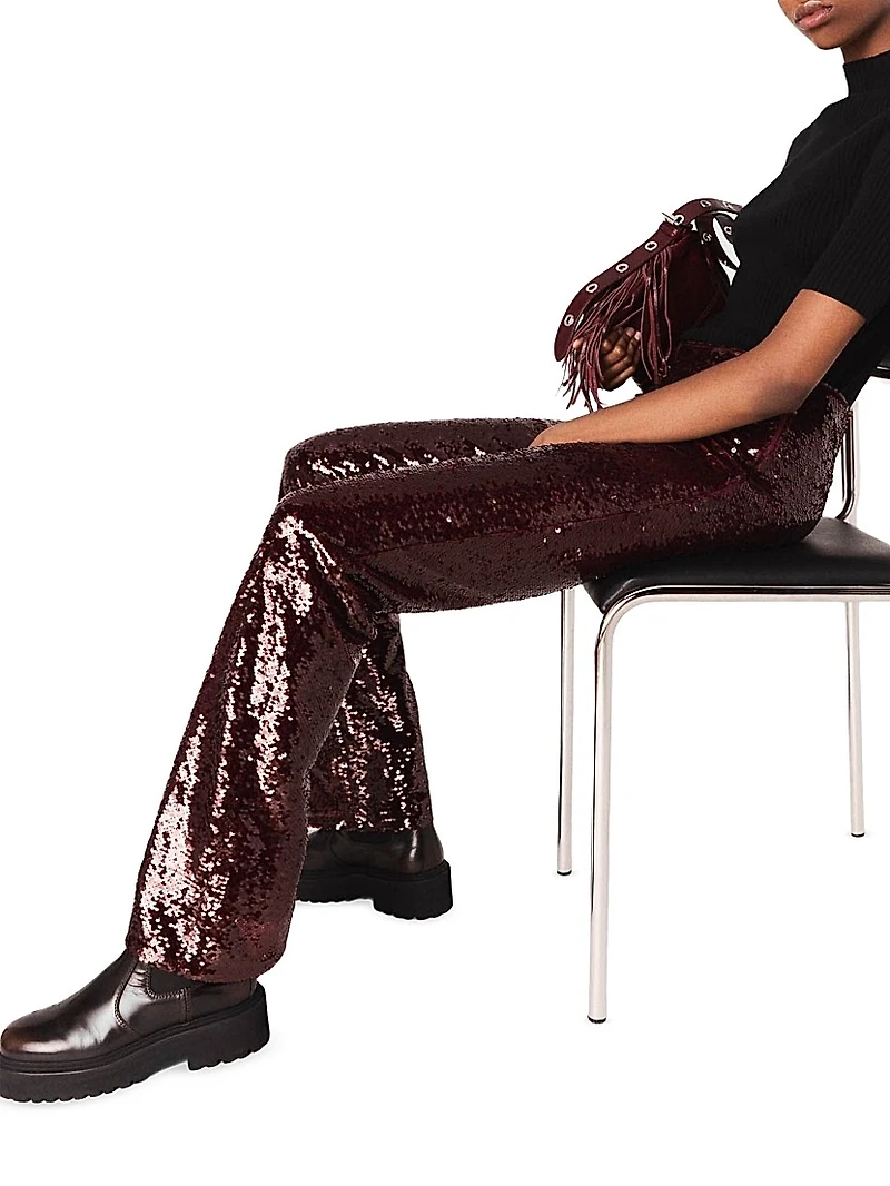 Sequin-Embroidered Trousers