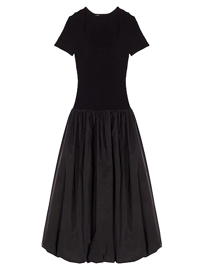 Knit and Taffeta Maxi Dress