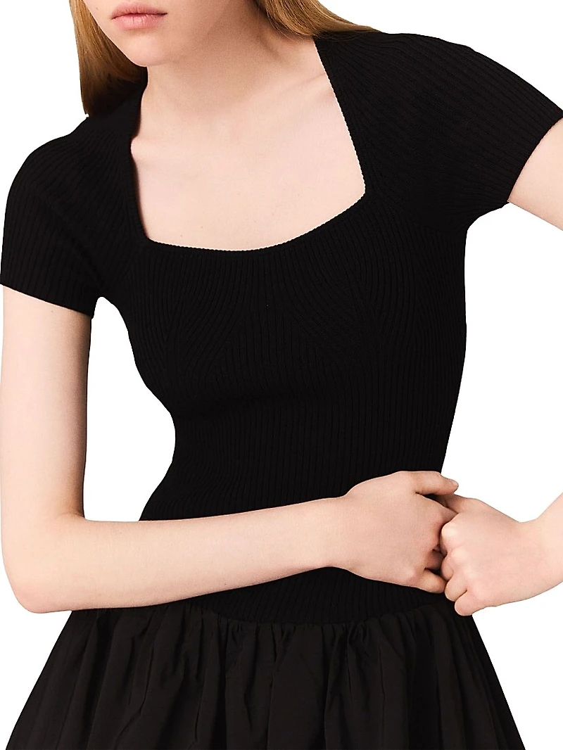 Knit and Taffeta Maxi Dress