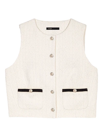 Sleeveless Tweed Lurex Top