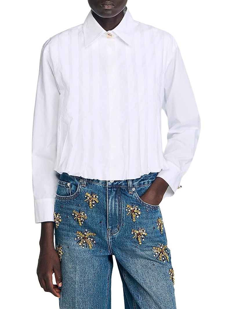 Pleated Cropped Shirt