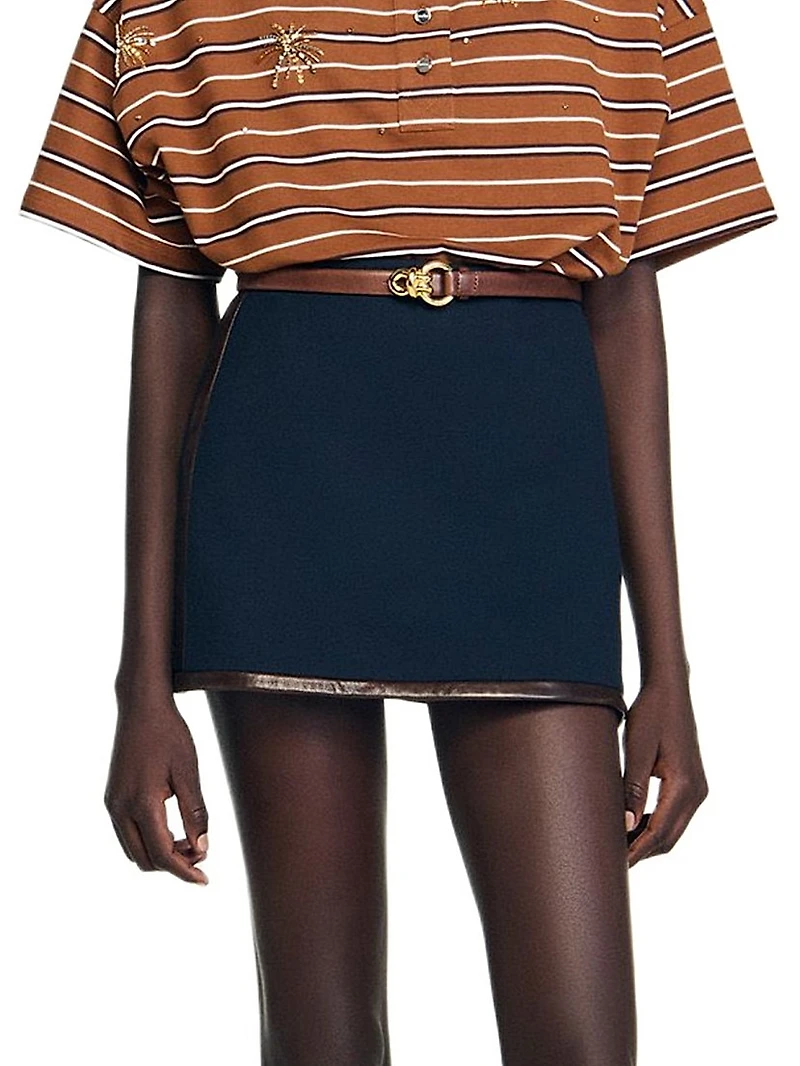 Short Skirt with Leather Bands
