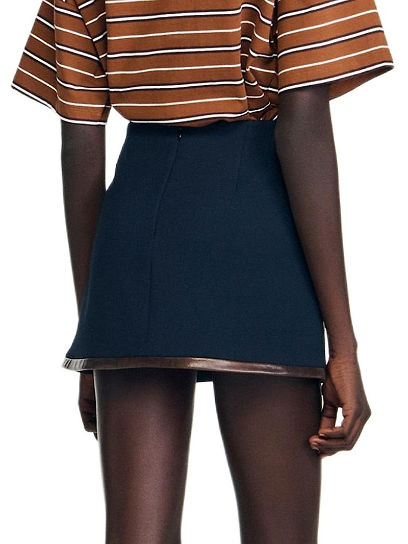 Short Skirt with Leather Bands