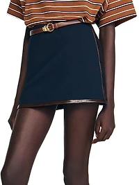 Short Skirt with Leather Bands
