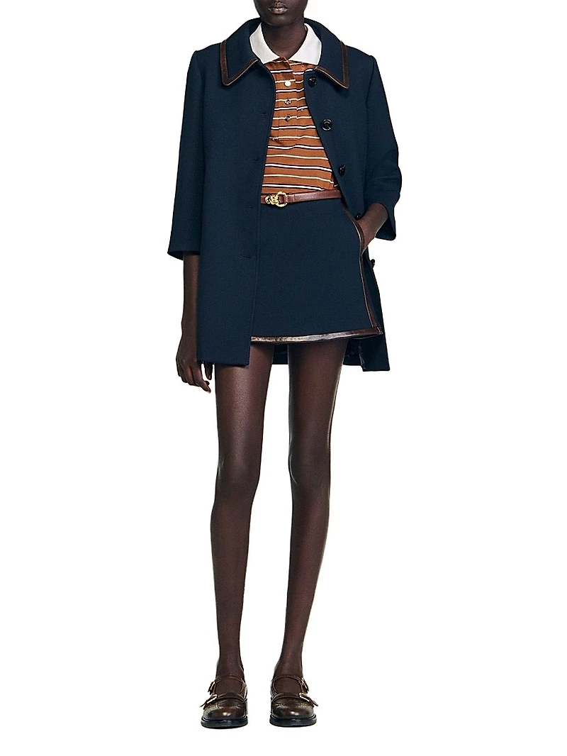 Short Skirt with Leather Bands