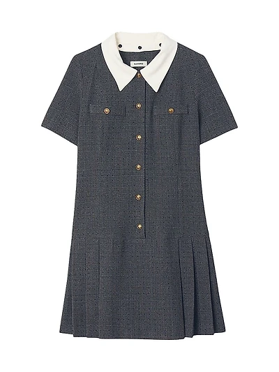 Short Pleated Dress with Rhinestones