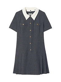Short Pleated Dress with Rhinestones