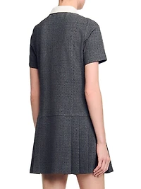Short Pleated Dress with Rhinestones