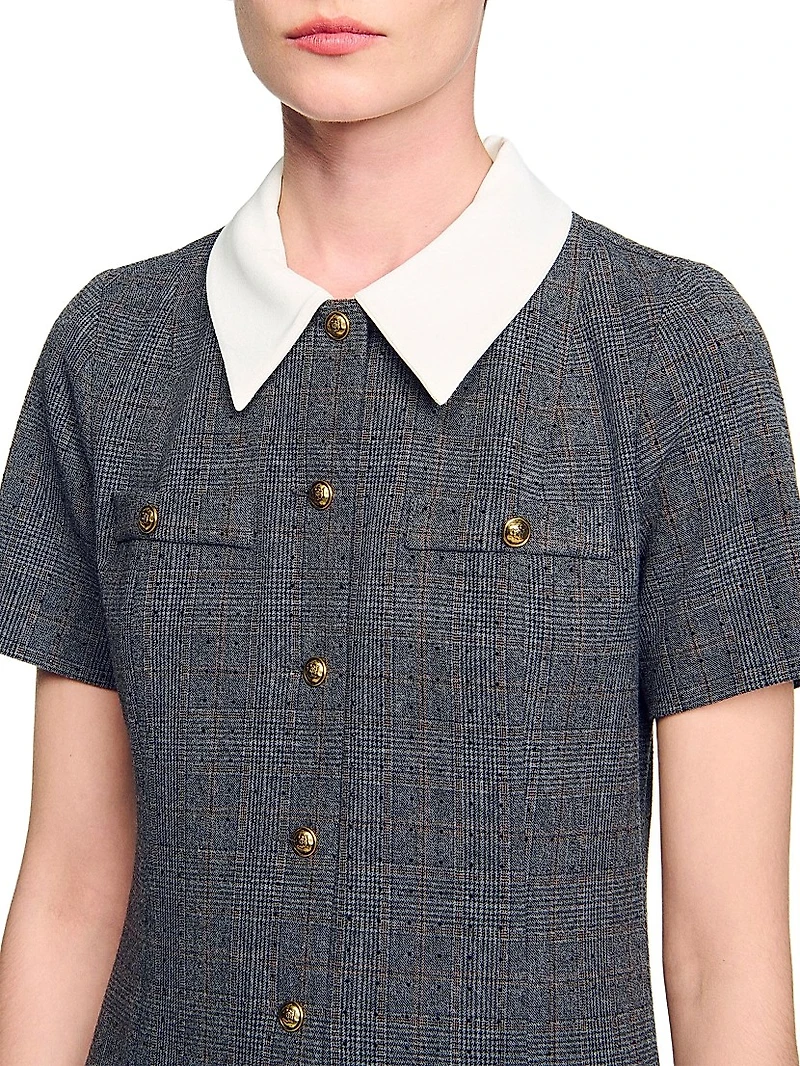Short Pleated Dress with Rhinestones