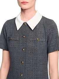 Short Pleated Dress with Rhinestones