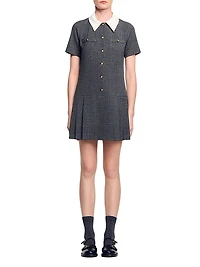 Short Pleated Dress with Rhinestones