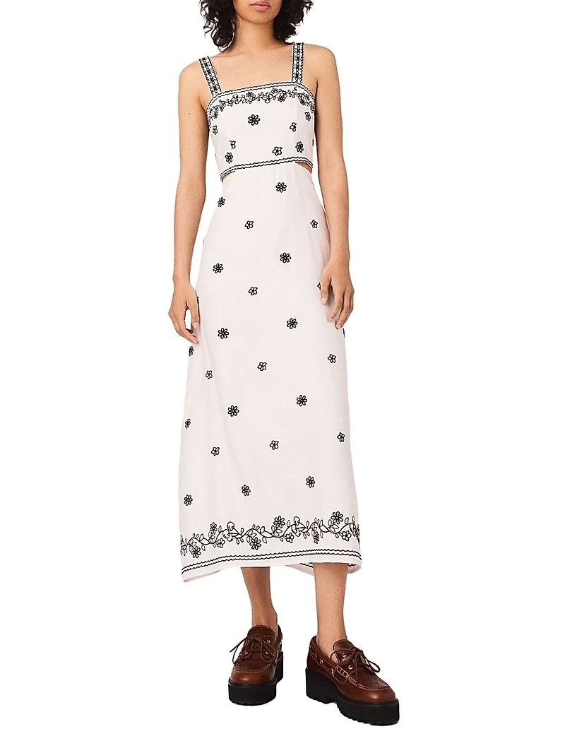 Embroidered Cut Out Maxi Dress