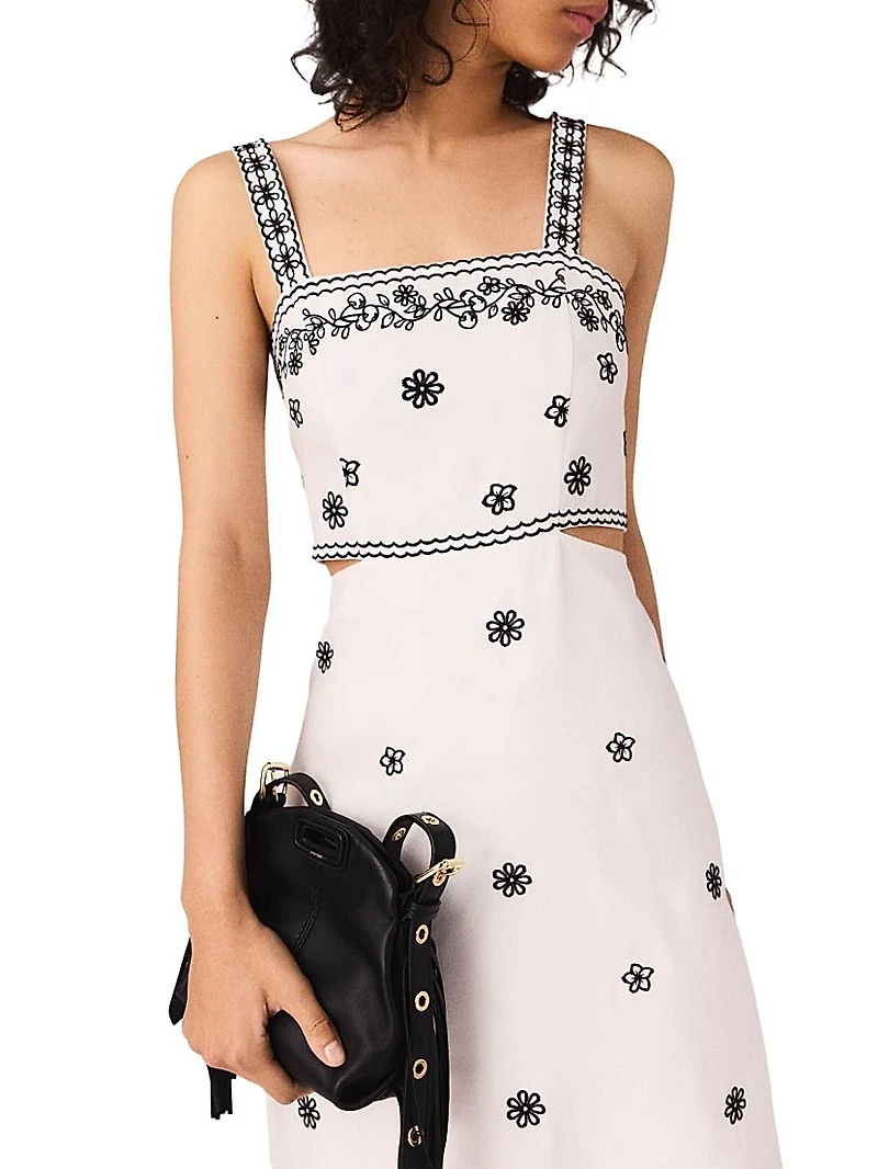 Embroidered Cut Out Maxi Dress